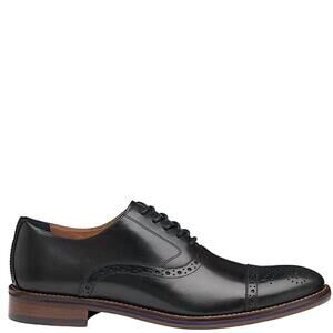 NEW JOHNSTON & MURPHY men's conrad 2.0 cap toe oxford in black calf skin